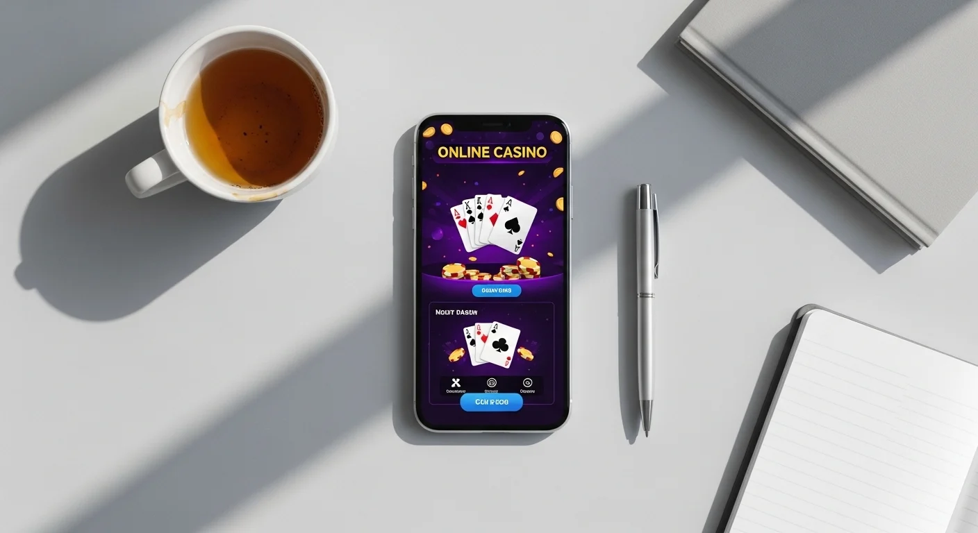 Мобильный интерфейс казино на экране смартфона в минималистичном стиле